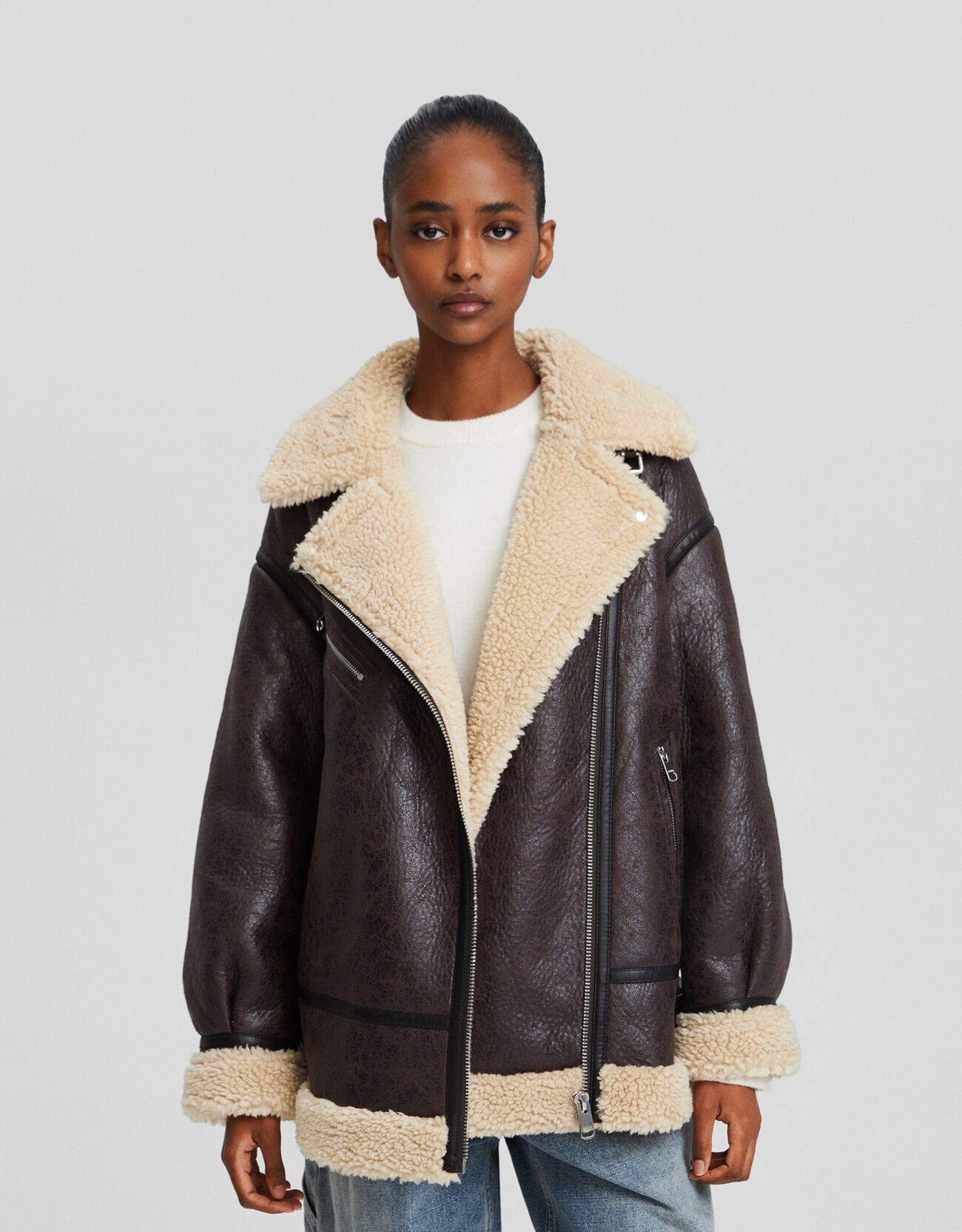 Faux leather double-faced jacket - Women | Bershka