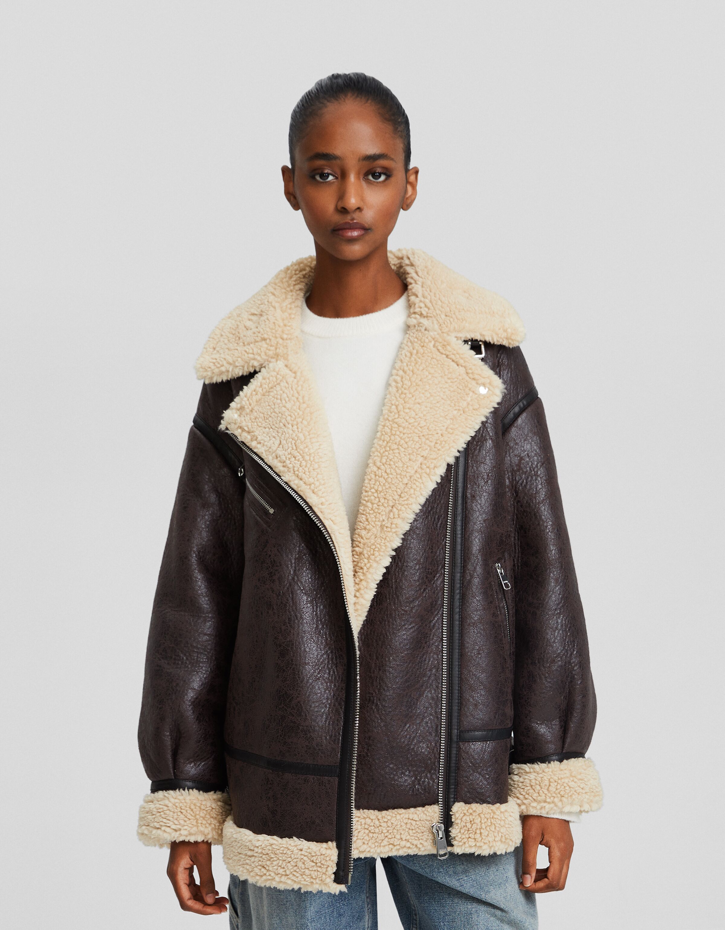 Faux leather double-sided jacket - Jackets - BSK Teen | Bershka