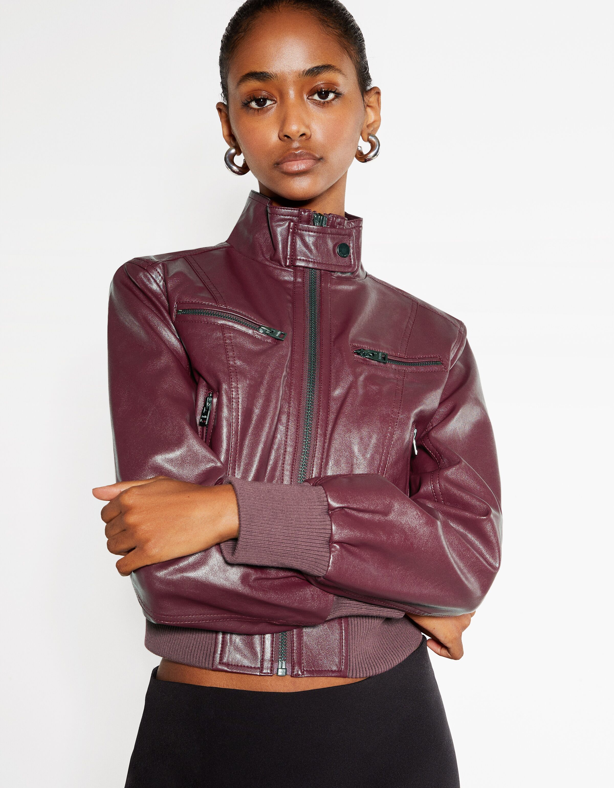 Faux leather jacket New Women Bershka