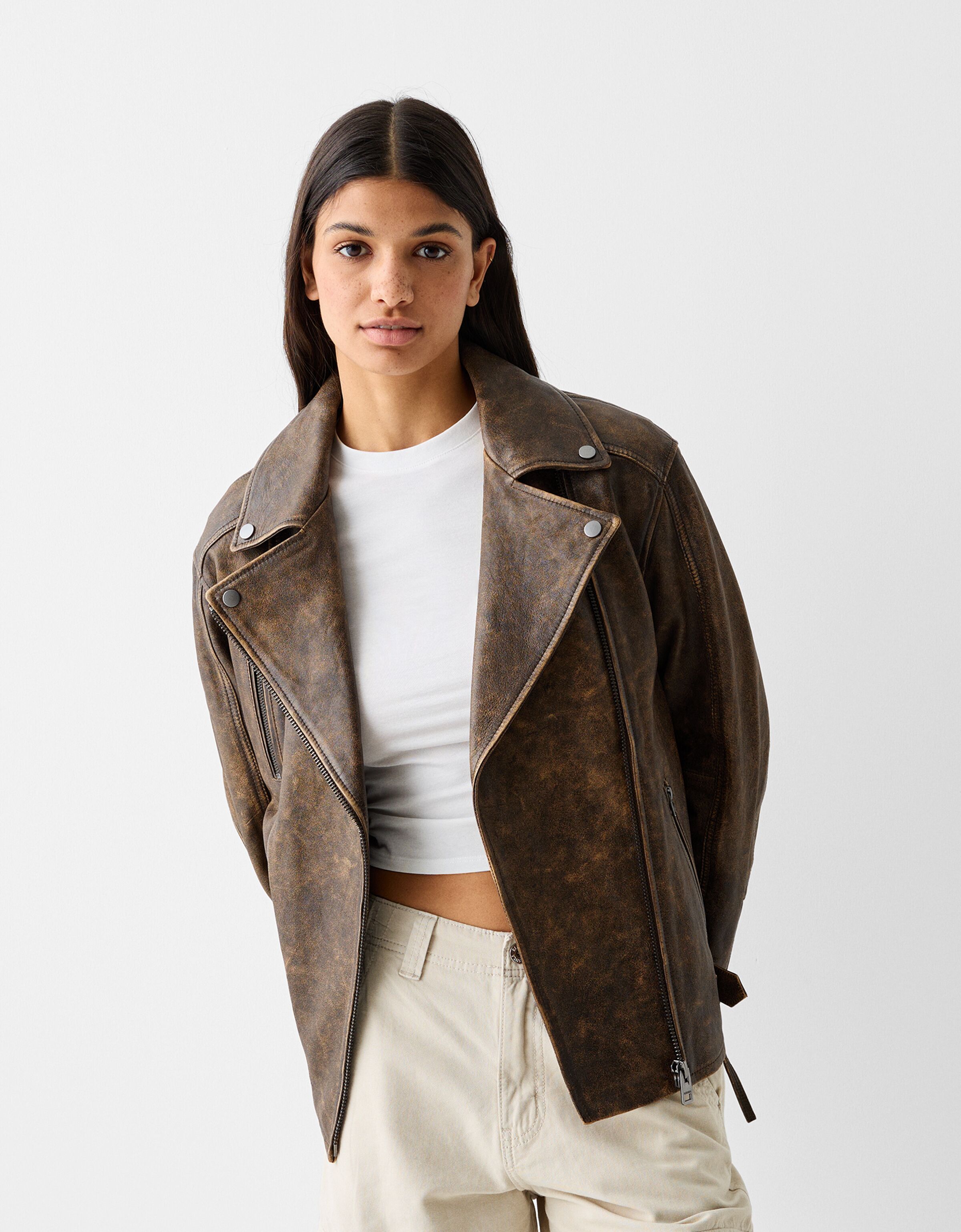 Bershka suede biker outlet jacket