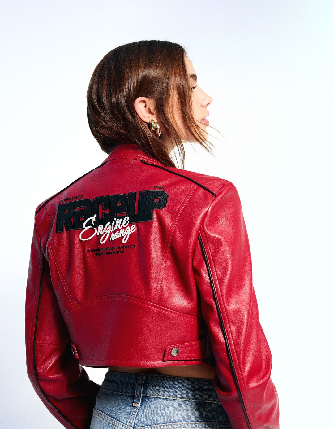 Leather effect embroidered jacket