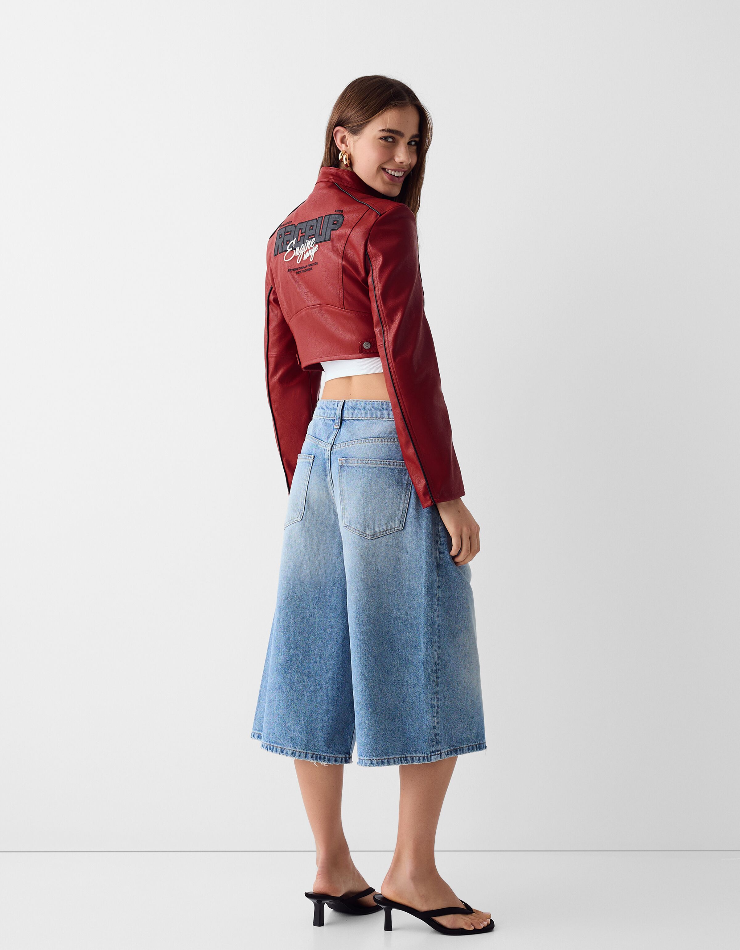 Bershka red hot sale denim jacket
