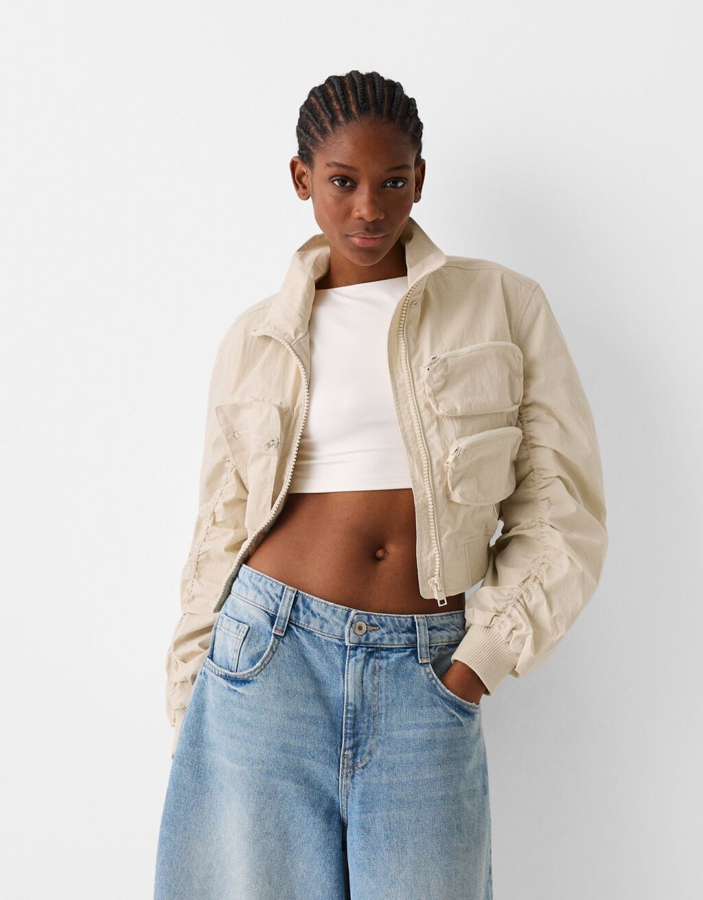 Blouson léger poches-Écru-0