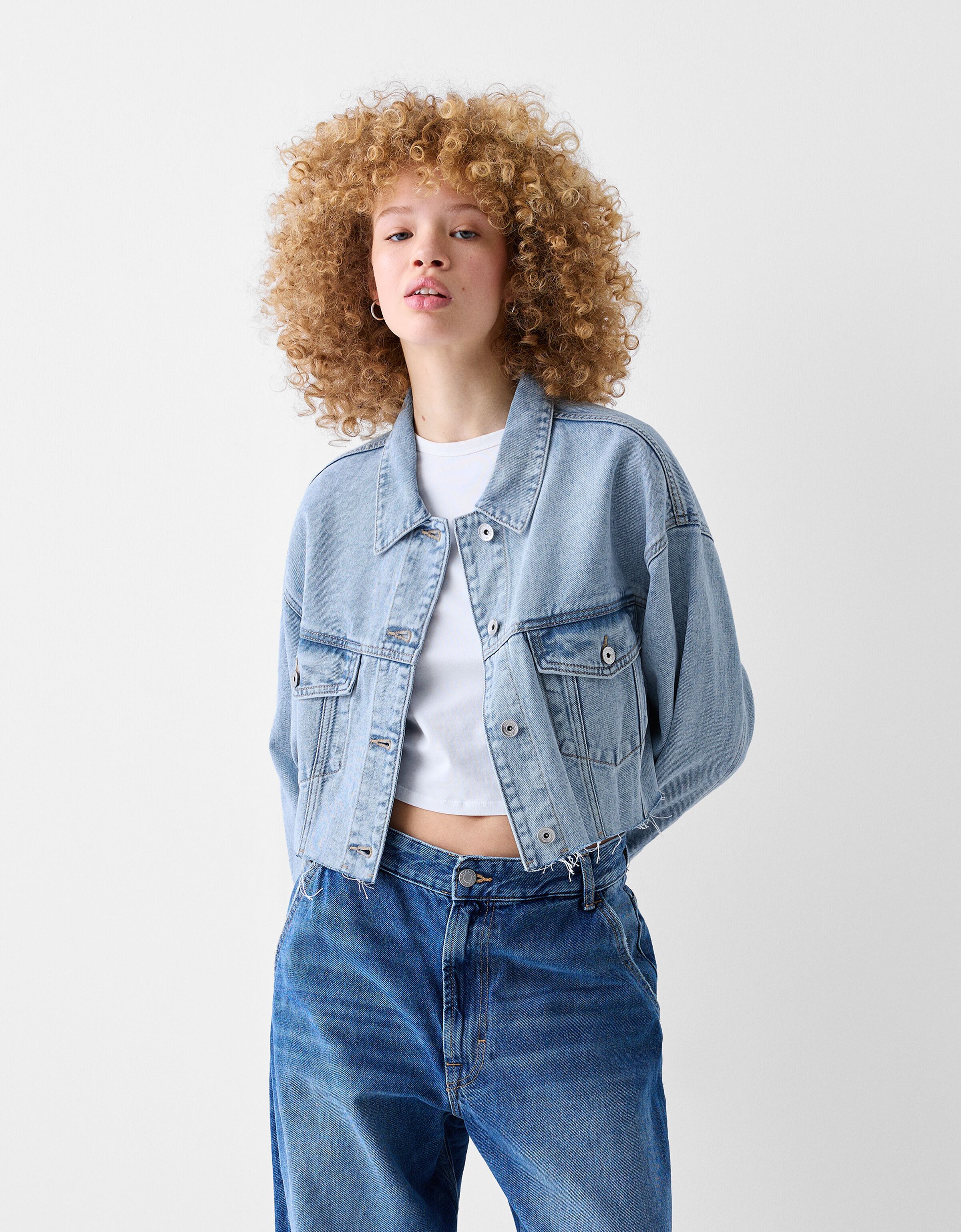 Bershka denim jacket womens 2025