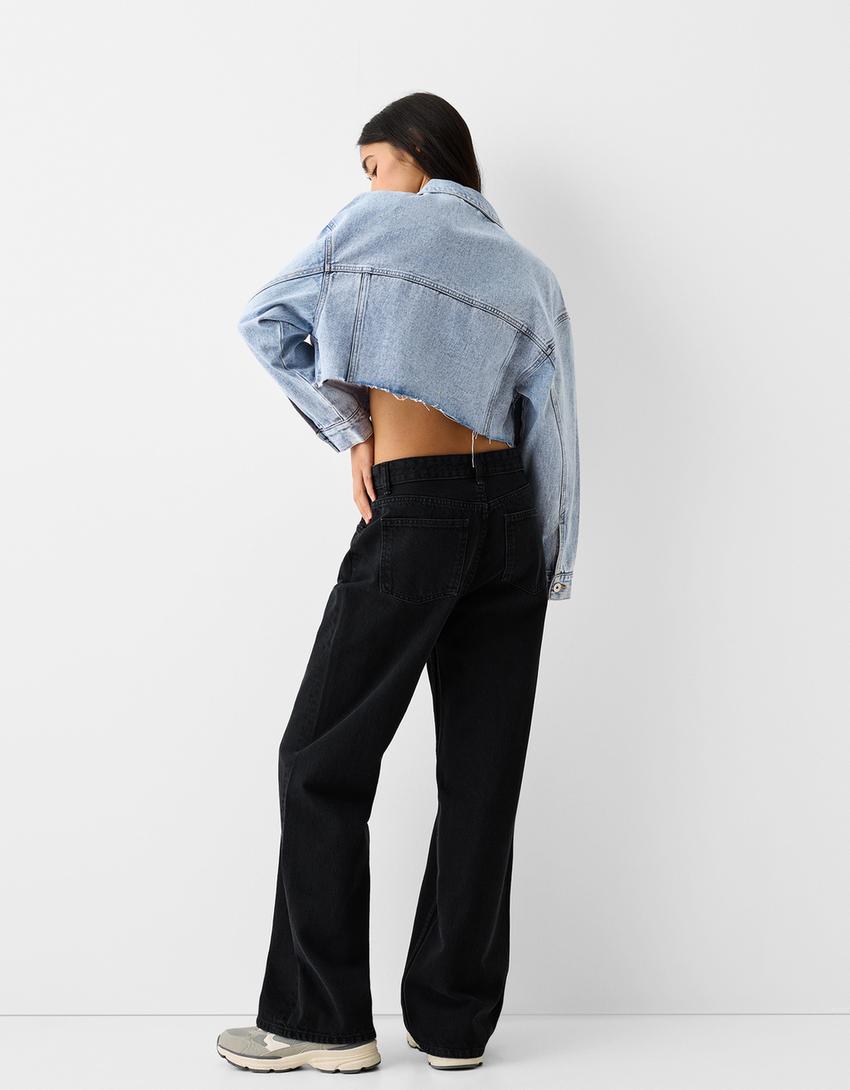 Veste en jean courte-Bleu clair-1