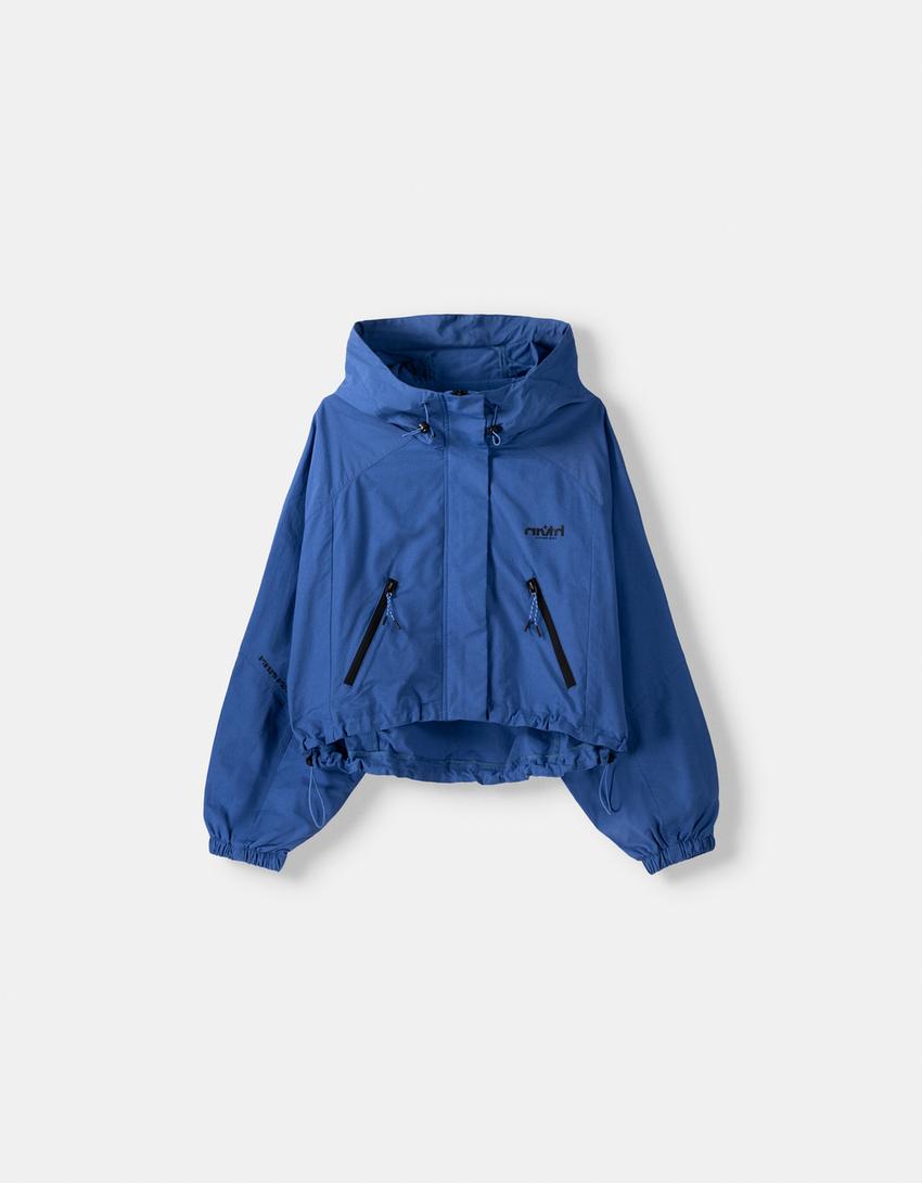 جاكيت تقني خفيف بغطاء رأس-أزرق-4