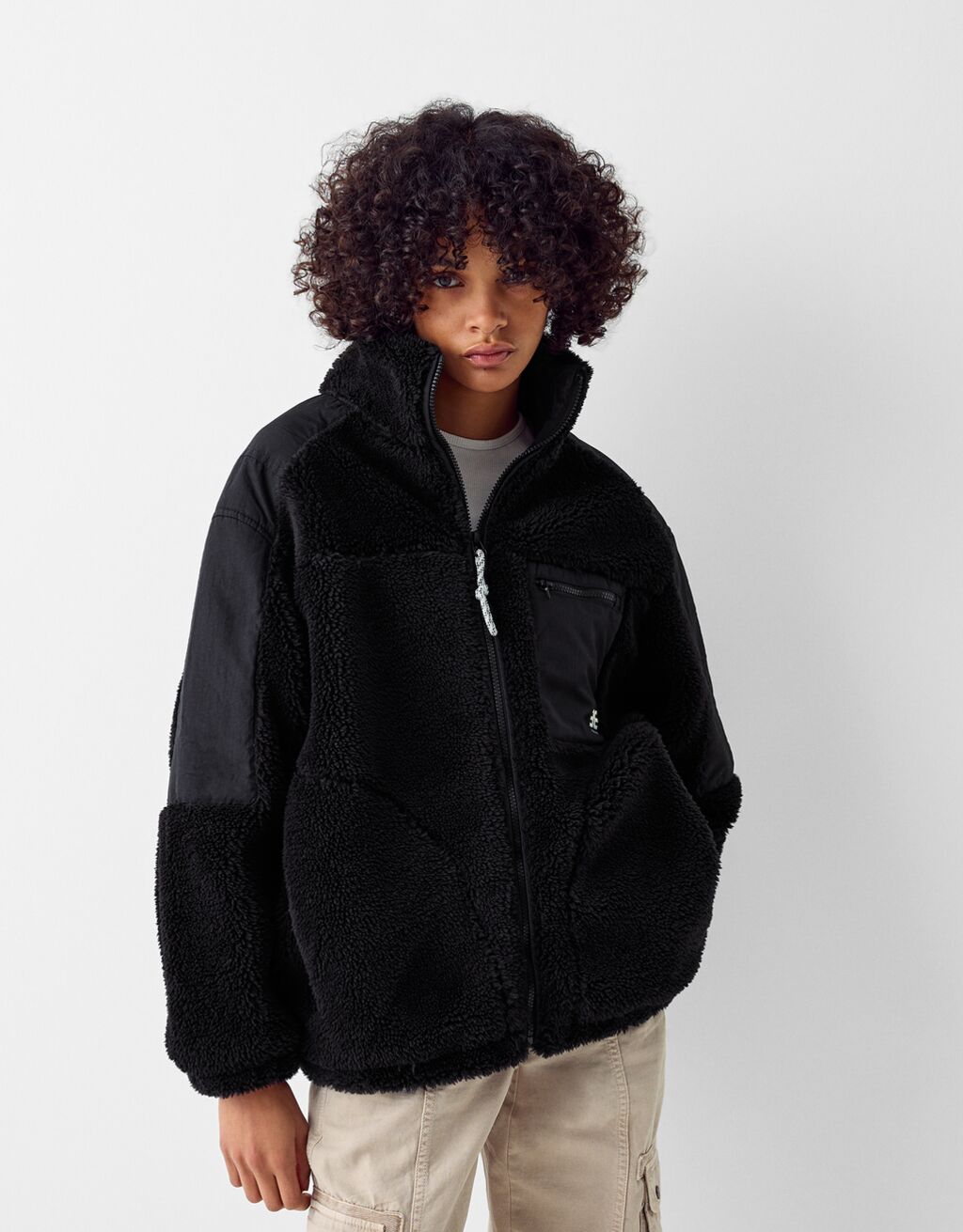 Faux shearling jacket bershka new arrivals