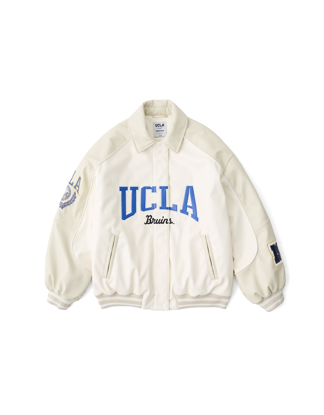 Leather effect embroidered UCLA jacket