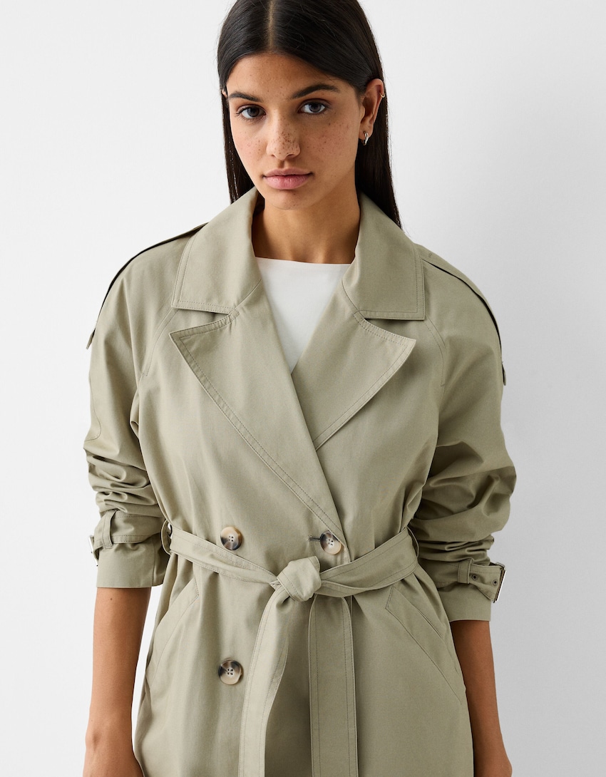 Cotton trench coat - Women | Bershka