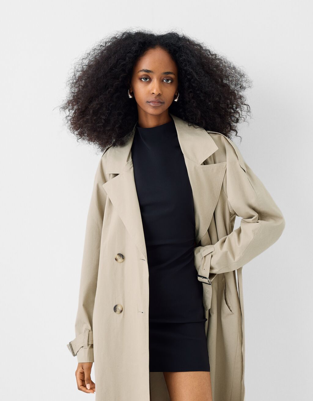 Cotton trench coat Coats Women Bershka