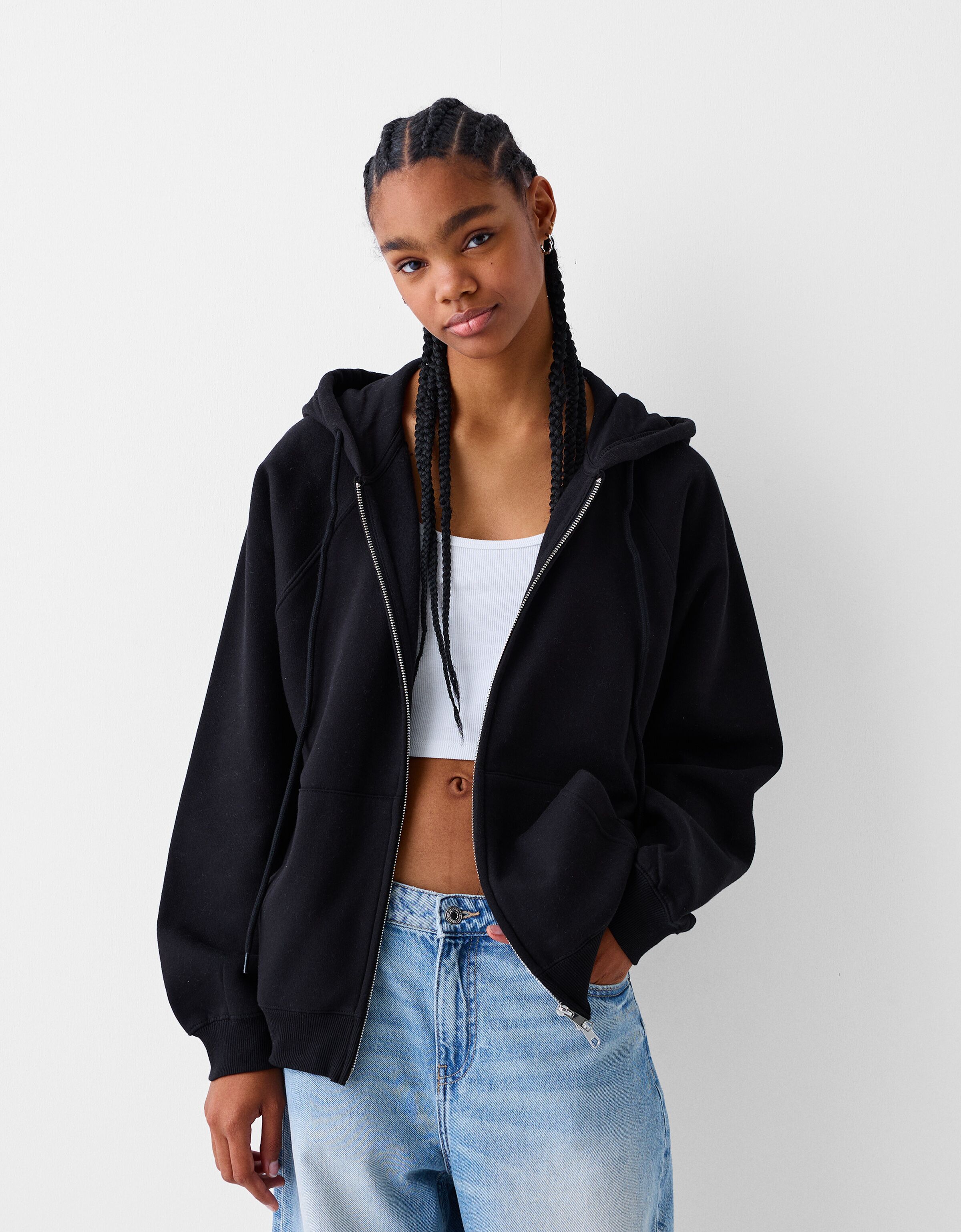 Sweat a capuche et fermeture Eclair Sweats BSK Teen Bershka