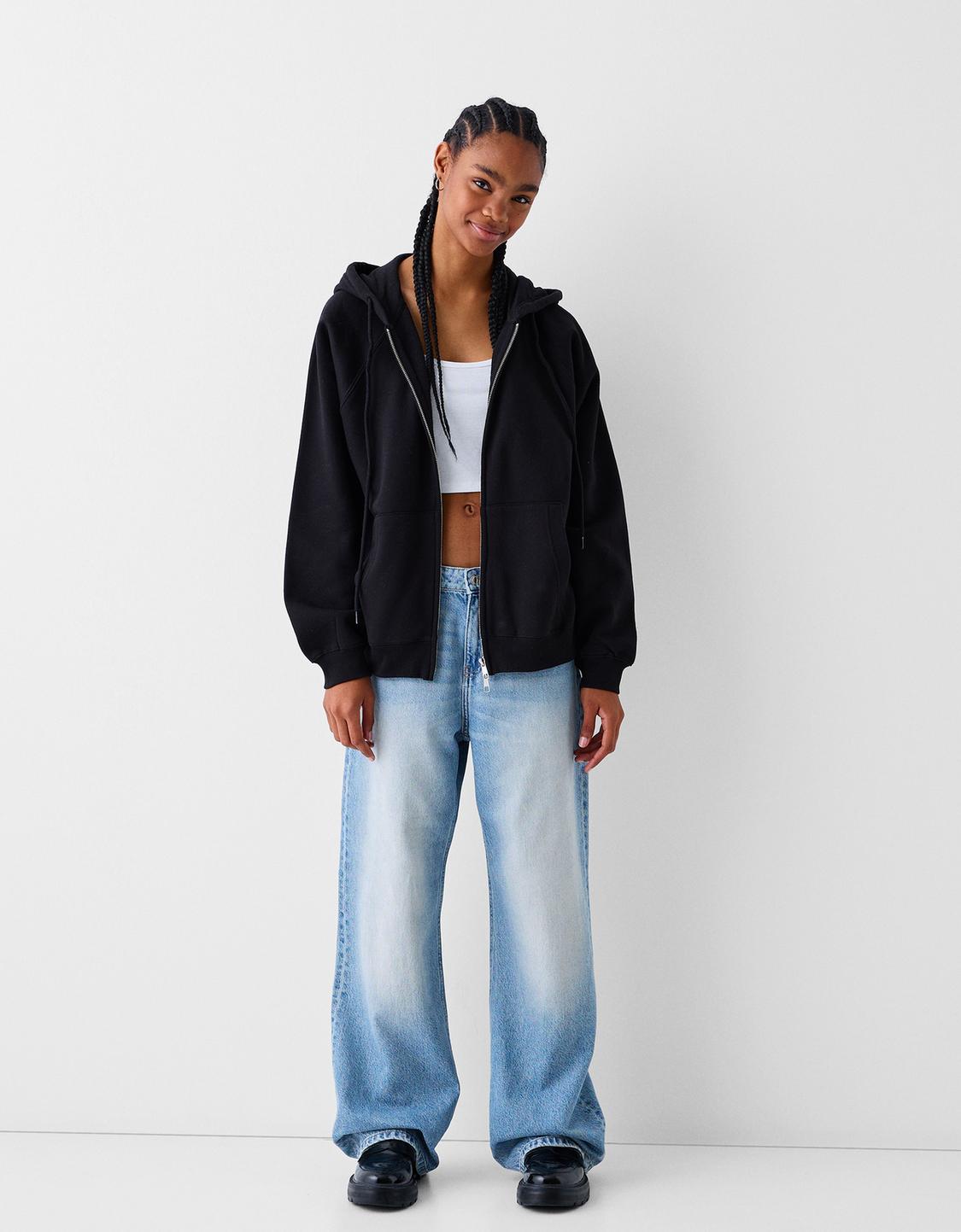 Felpa Oversize Con Cappuccio Marrone Praline Da Donna