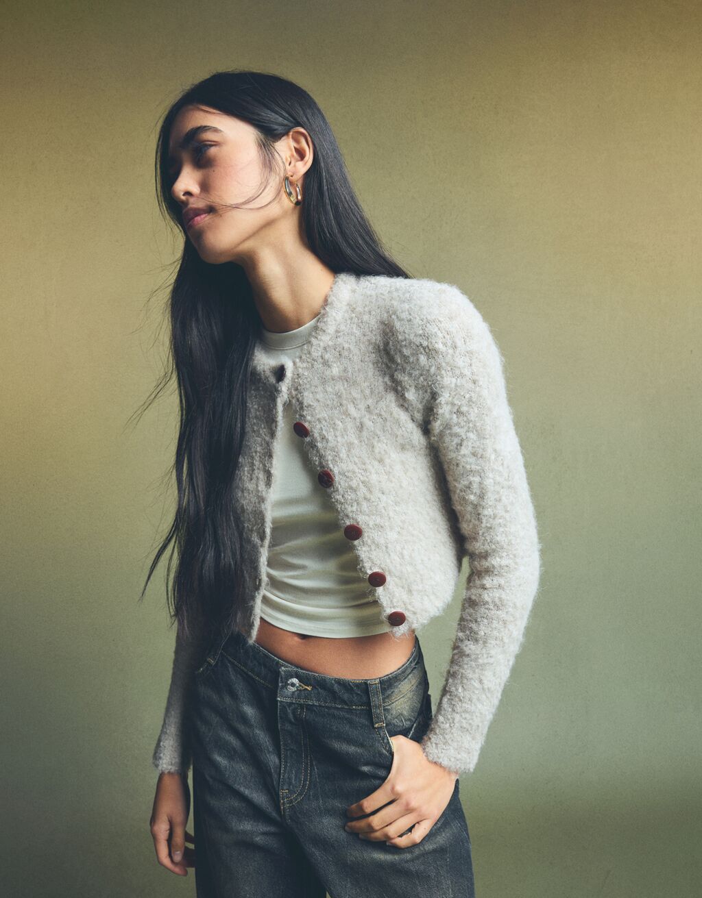Short button new arrivals up cardigan
