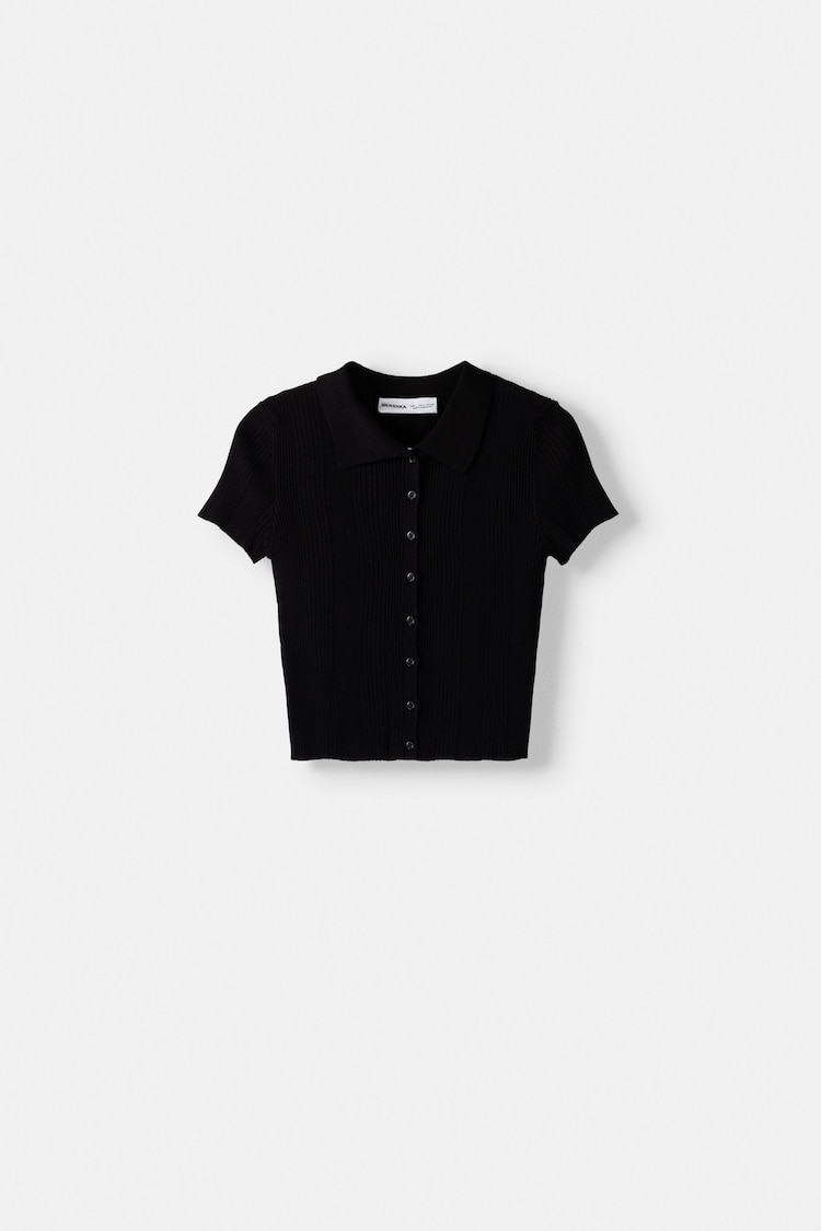 Short sleeve polo shirt with buttons