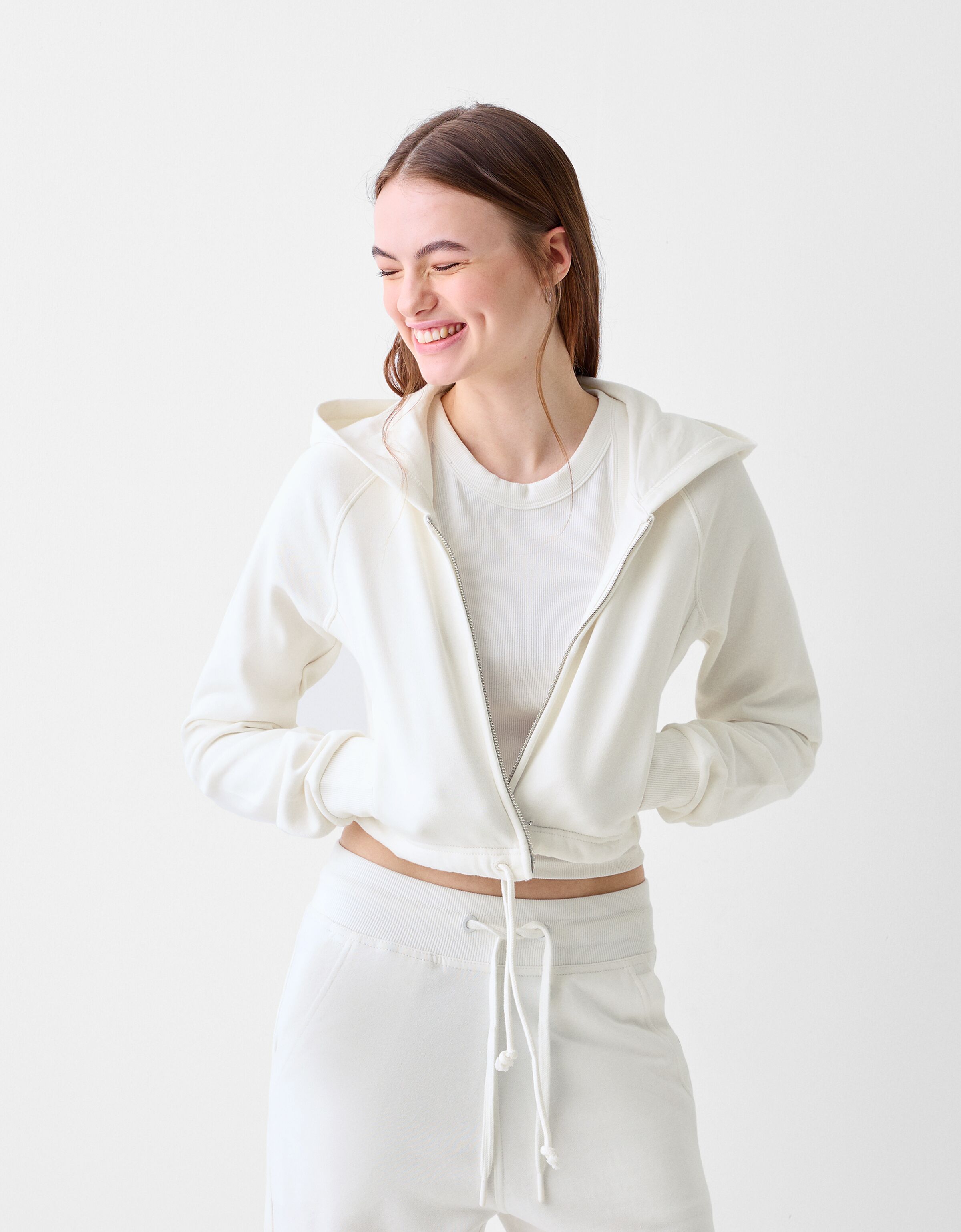 Cropped zip up hoodie