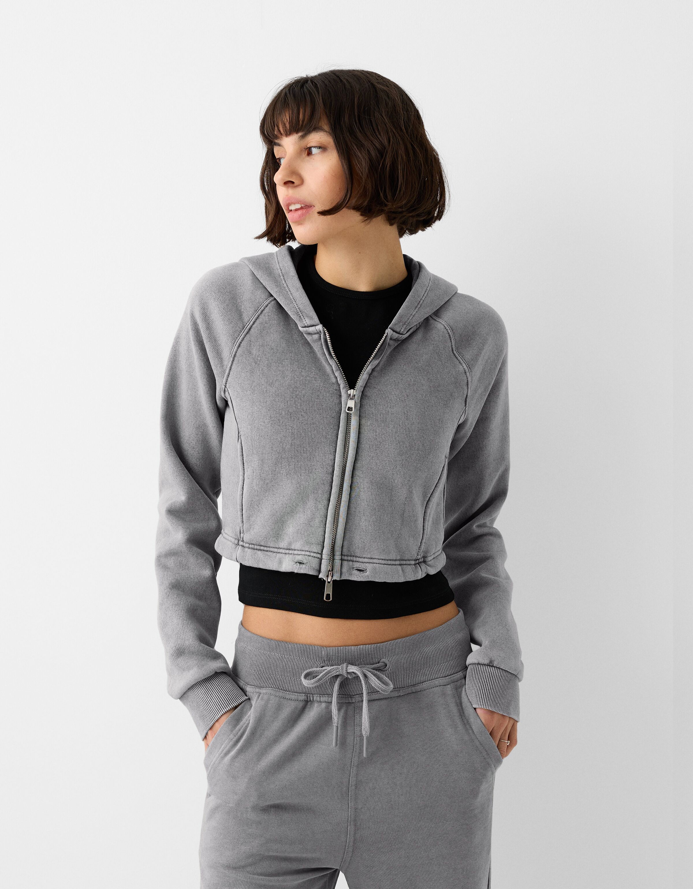 Zip up shop hoodie bershka