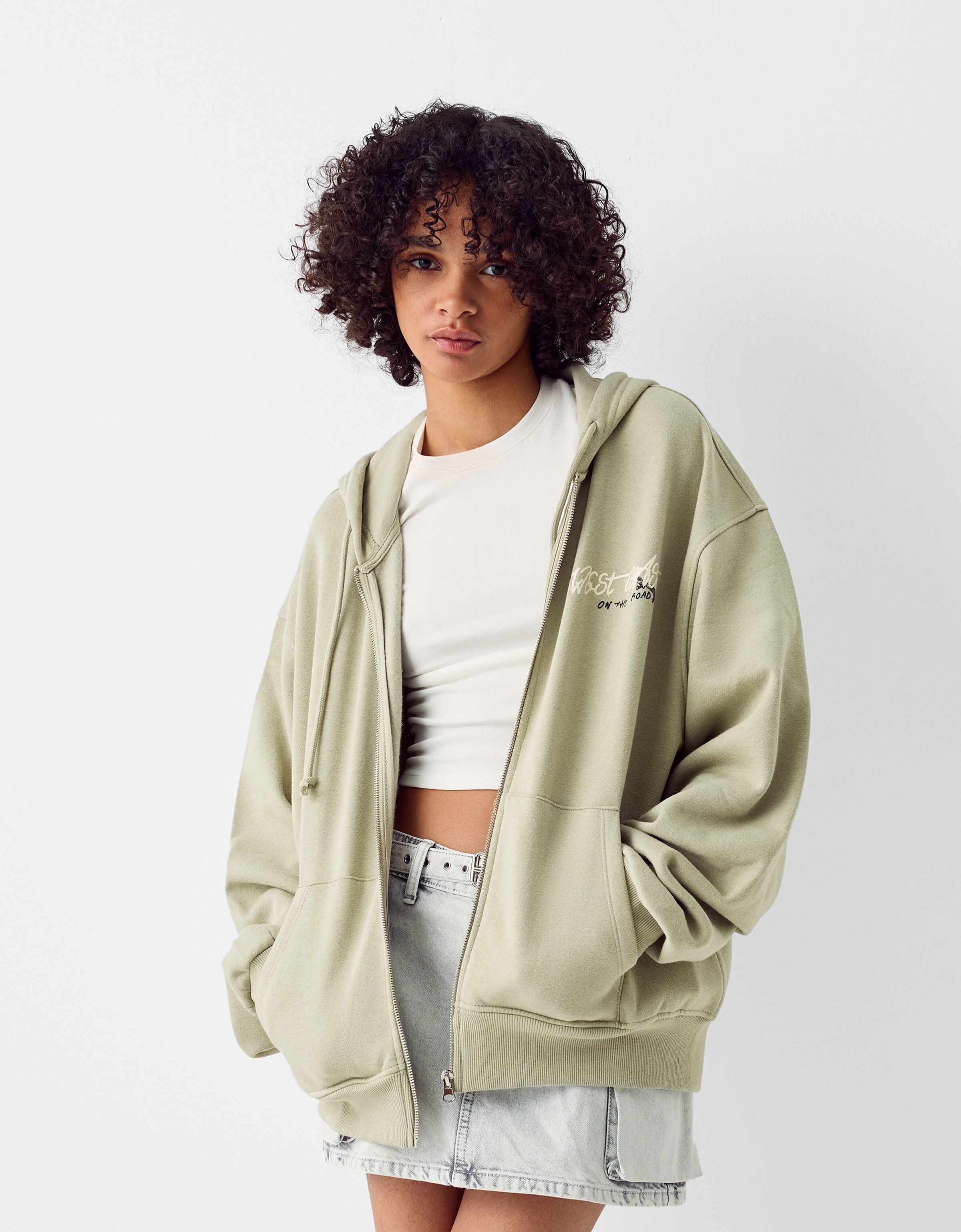 Printed oversize zip-up hoodie - Sweatshirts and hoodies - BSK 