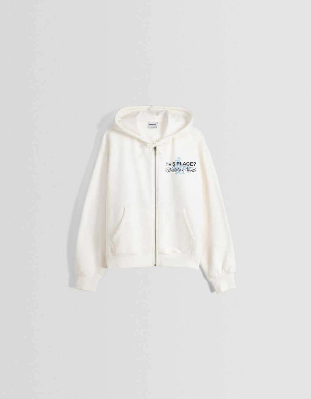 Sweat zippé capuche oversize imprimé-Écru-4