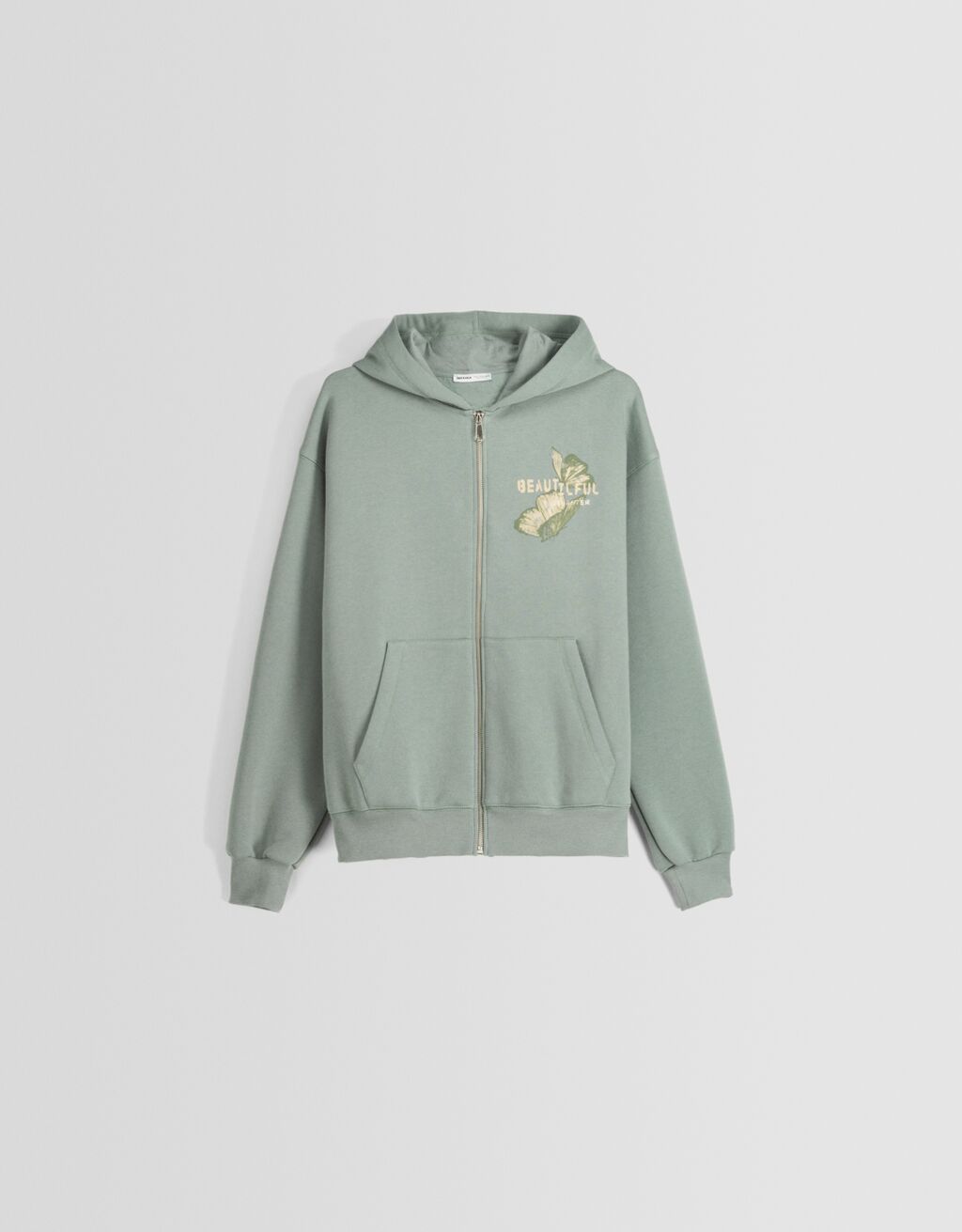 Printed oversize zip-up hoodie