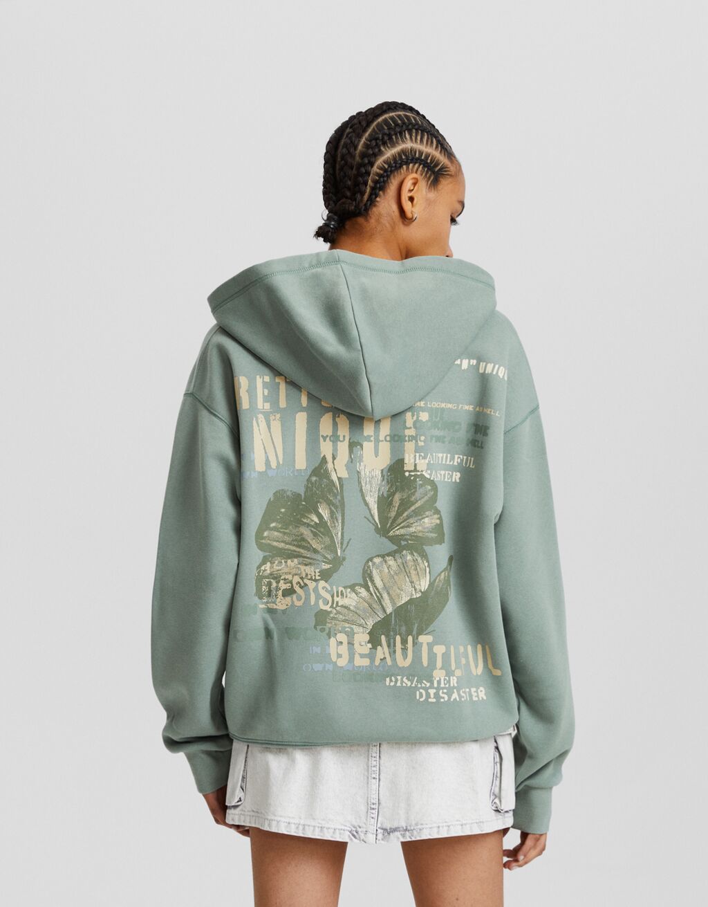 Printed oversize zip-up hoodie - Sweatshirts and hoodies - BSK 