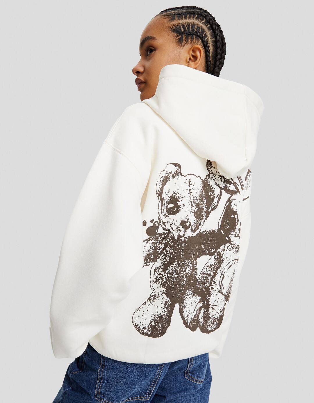 Printed oversize zip-up hoodie