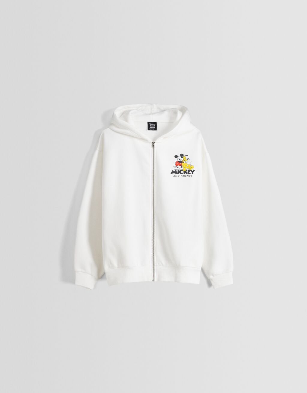 هودي بسحّاب وطبعة ميكي ماوس-أبيض مطفي-4