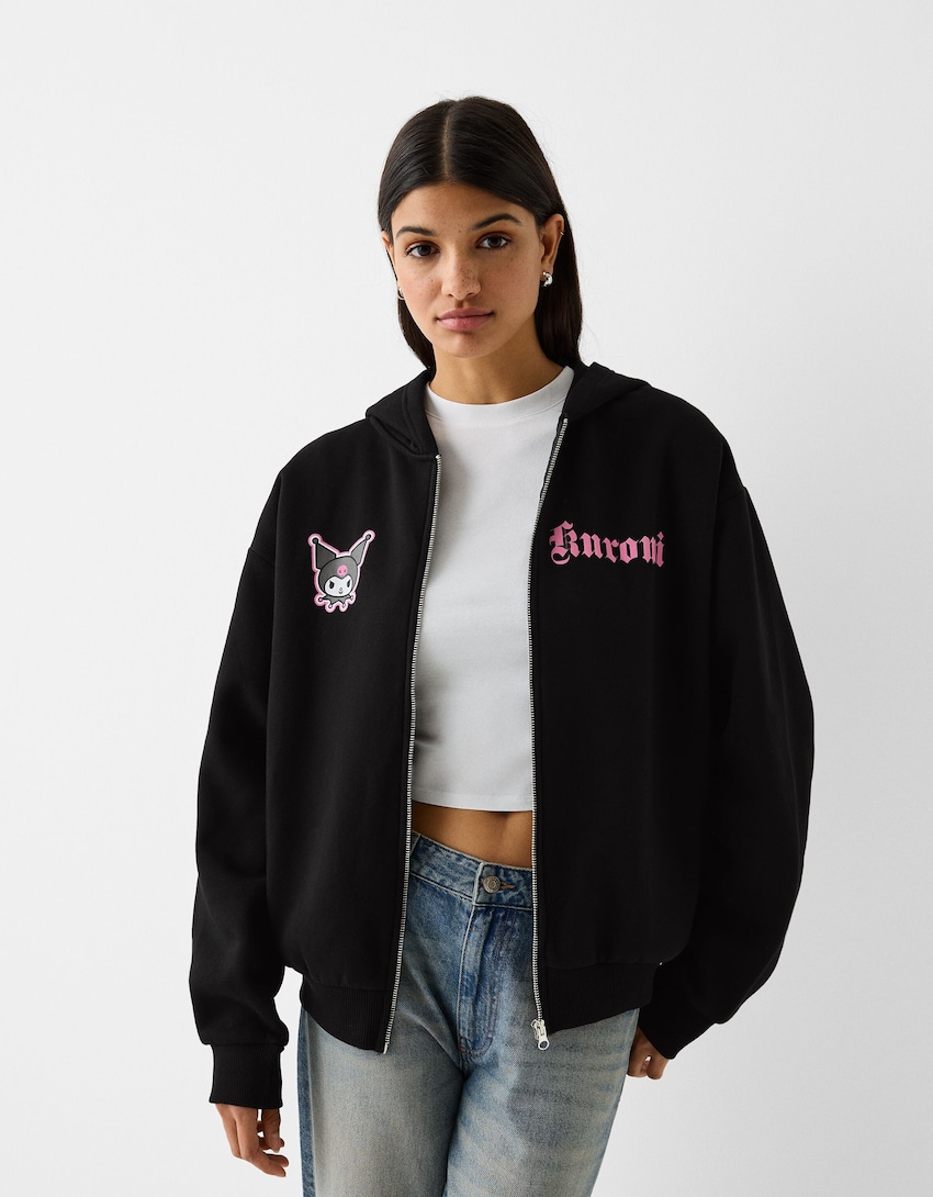 Kuromi print zip-up hoodie - BSK Teen | Bershka