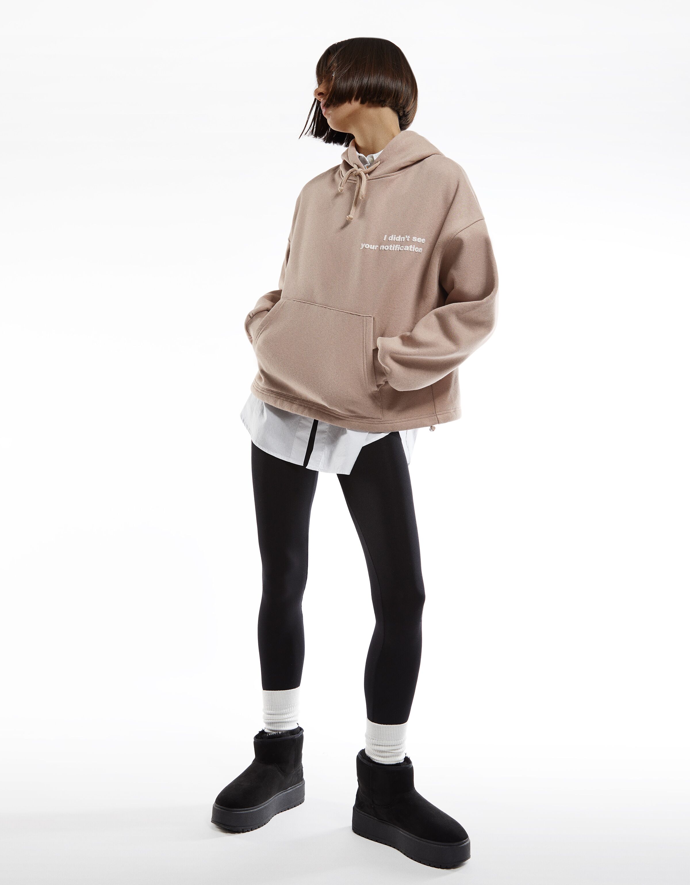 Printed oversize hoodie Sweatshirts and Hoodies Women Bershka