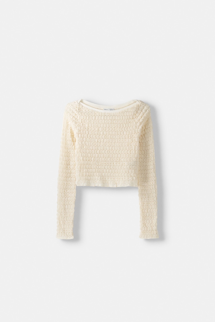 Cropped crochet sweater