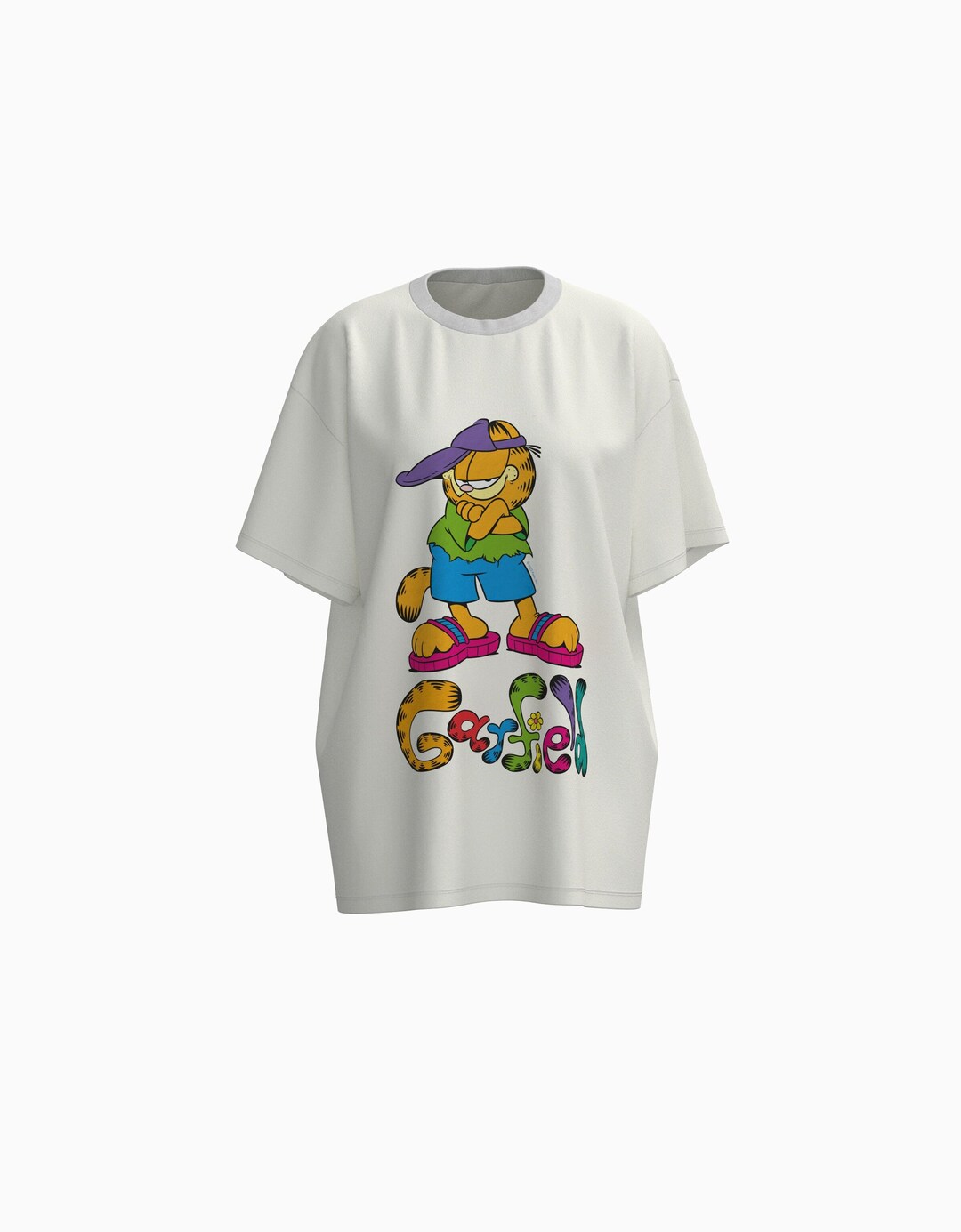 Oversize, kortærmet T-shirt med Garfield-print