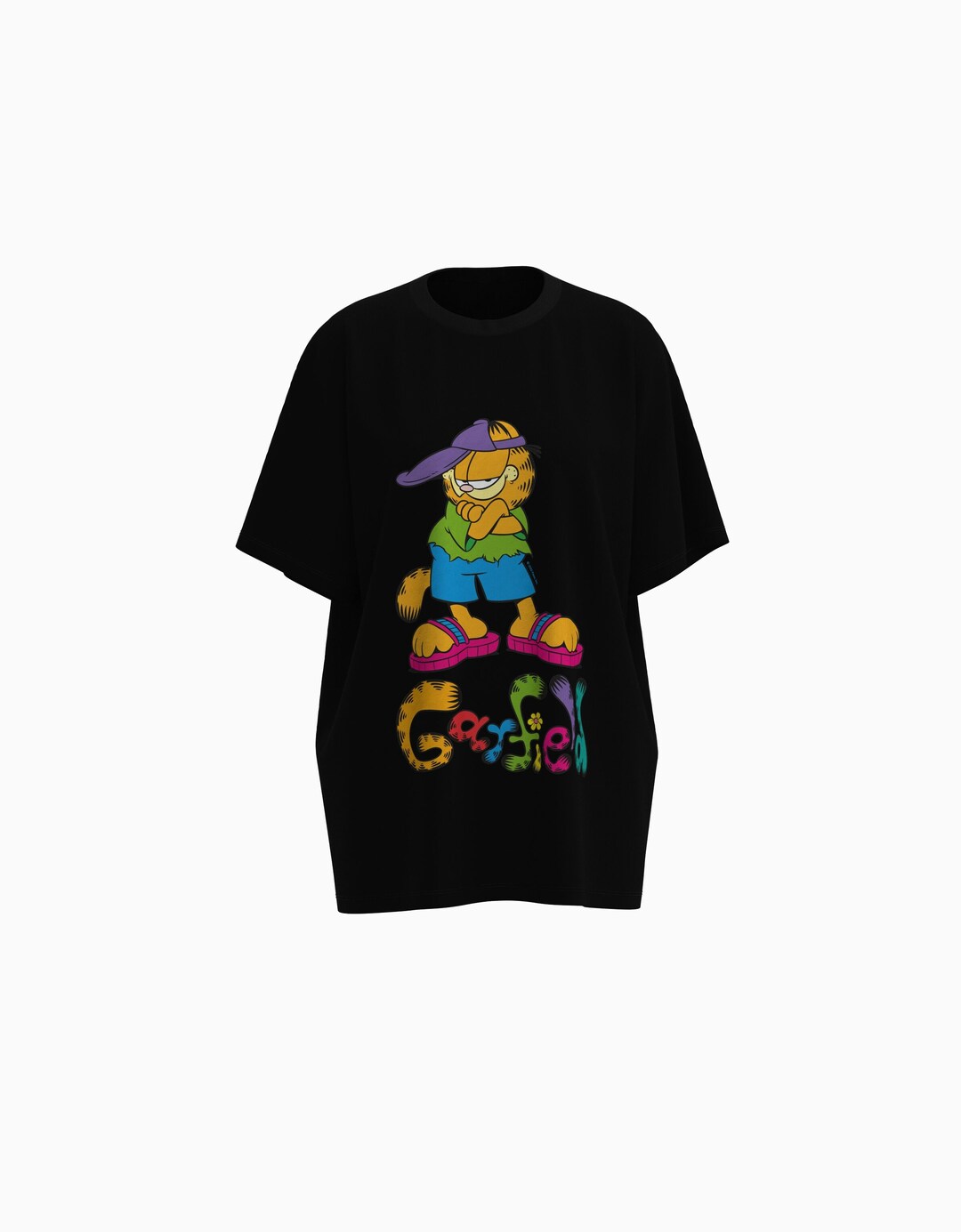Oversize, kortærmet T-shirt med Garfield-print