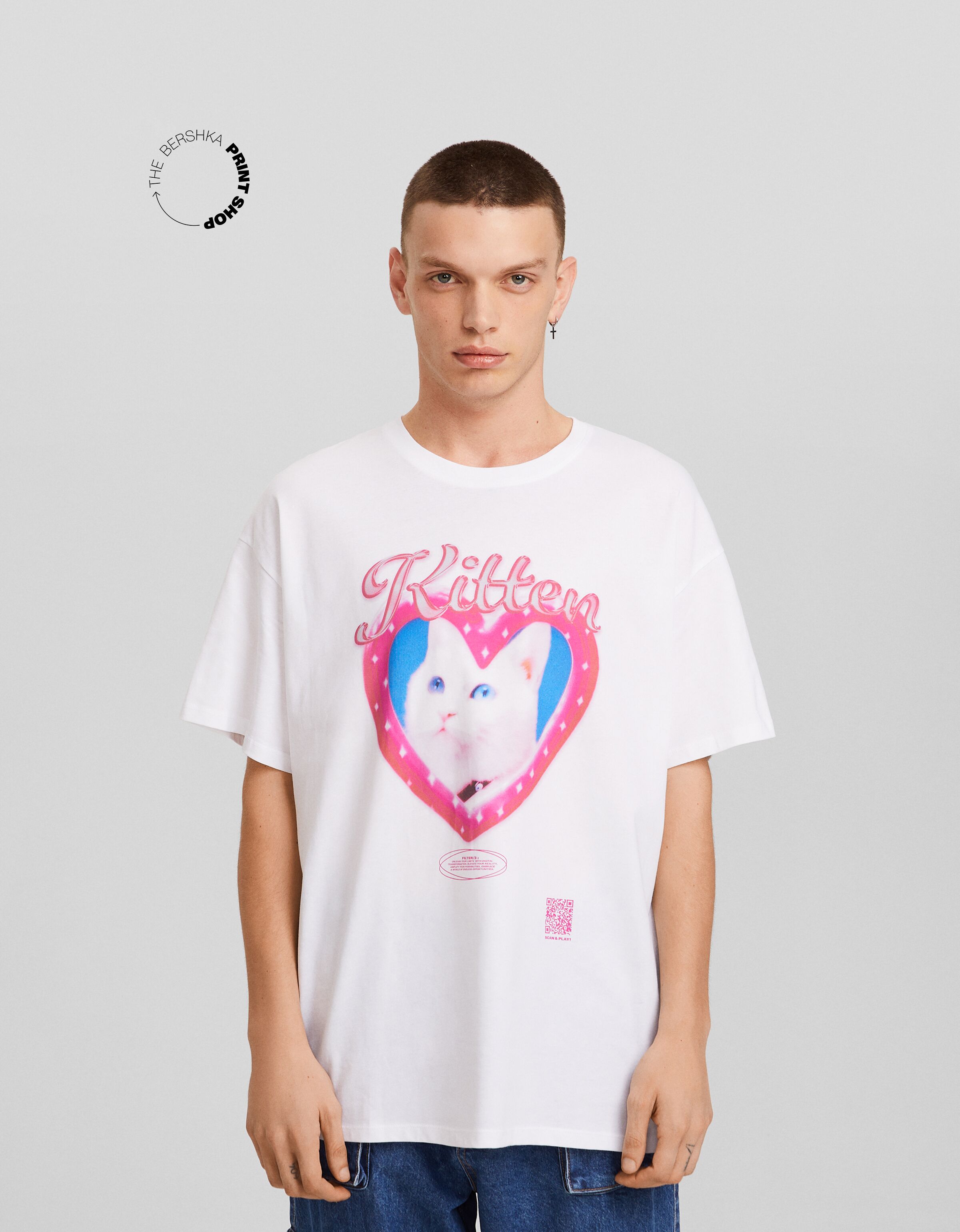 Bershka Wearable Art T shirt met print en korte mouwen