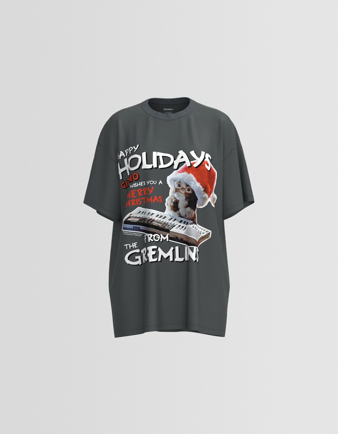 Kortærmet, oversize T-shirt med Gremlins-print