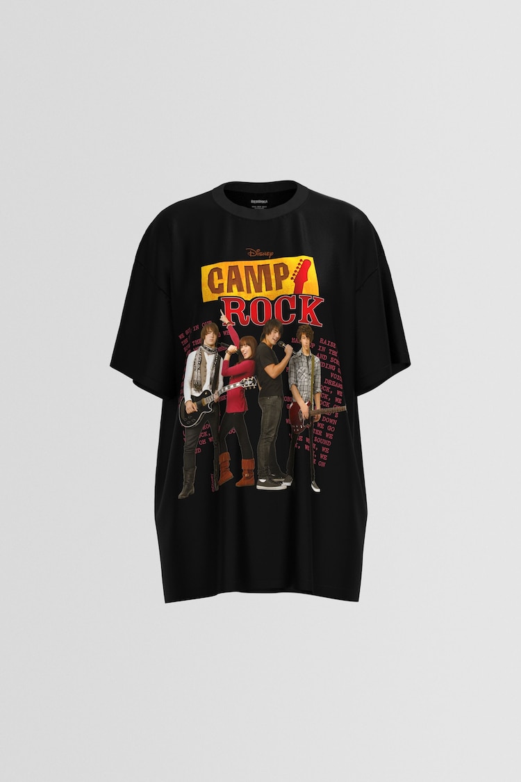 Oversize ležérne tričko s krátkym rukávom s potlačou Camp Rock