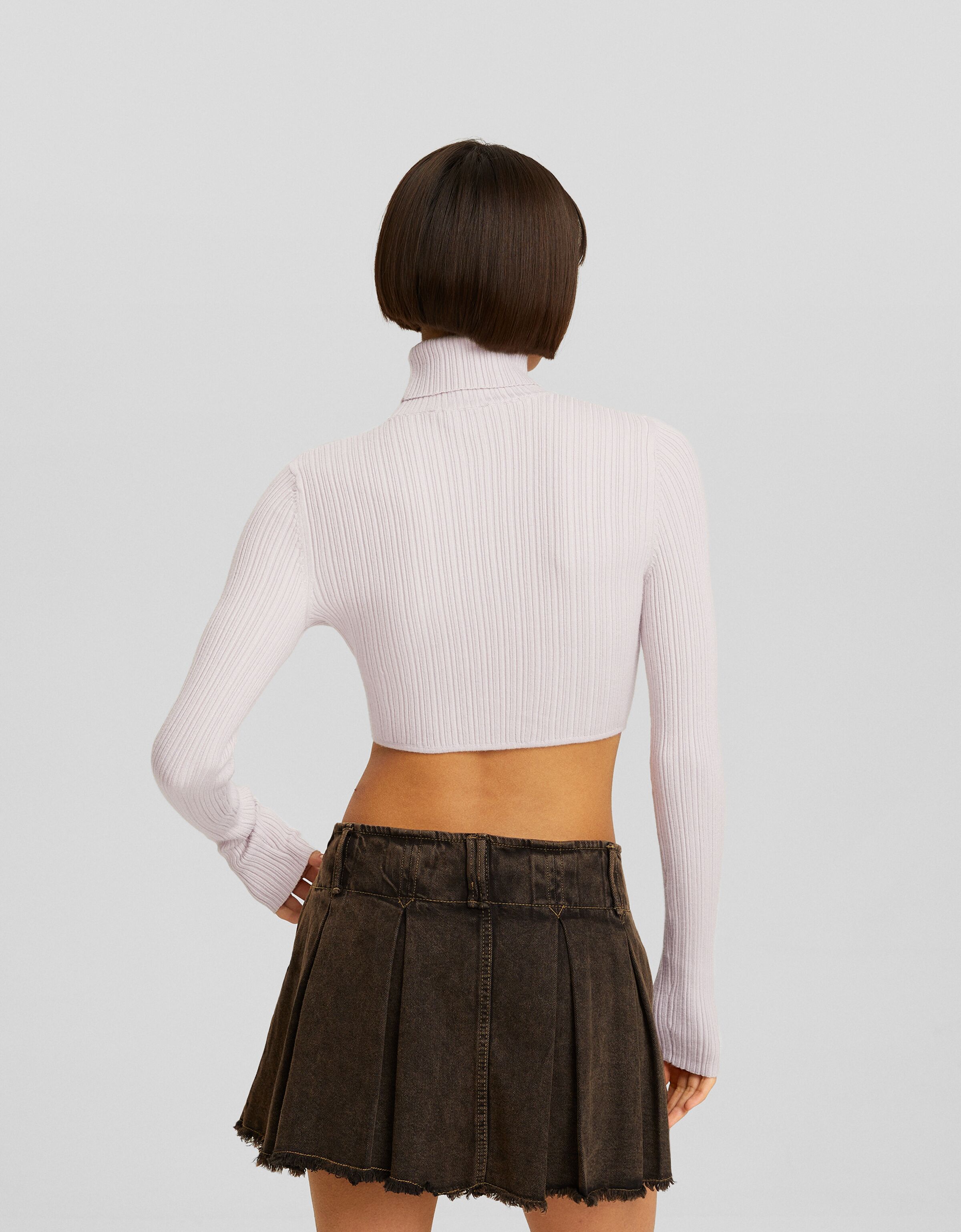 Ribbed high neck cropped sweater - Sweaters and cardigans - Women