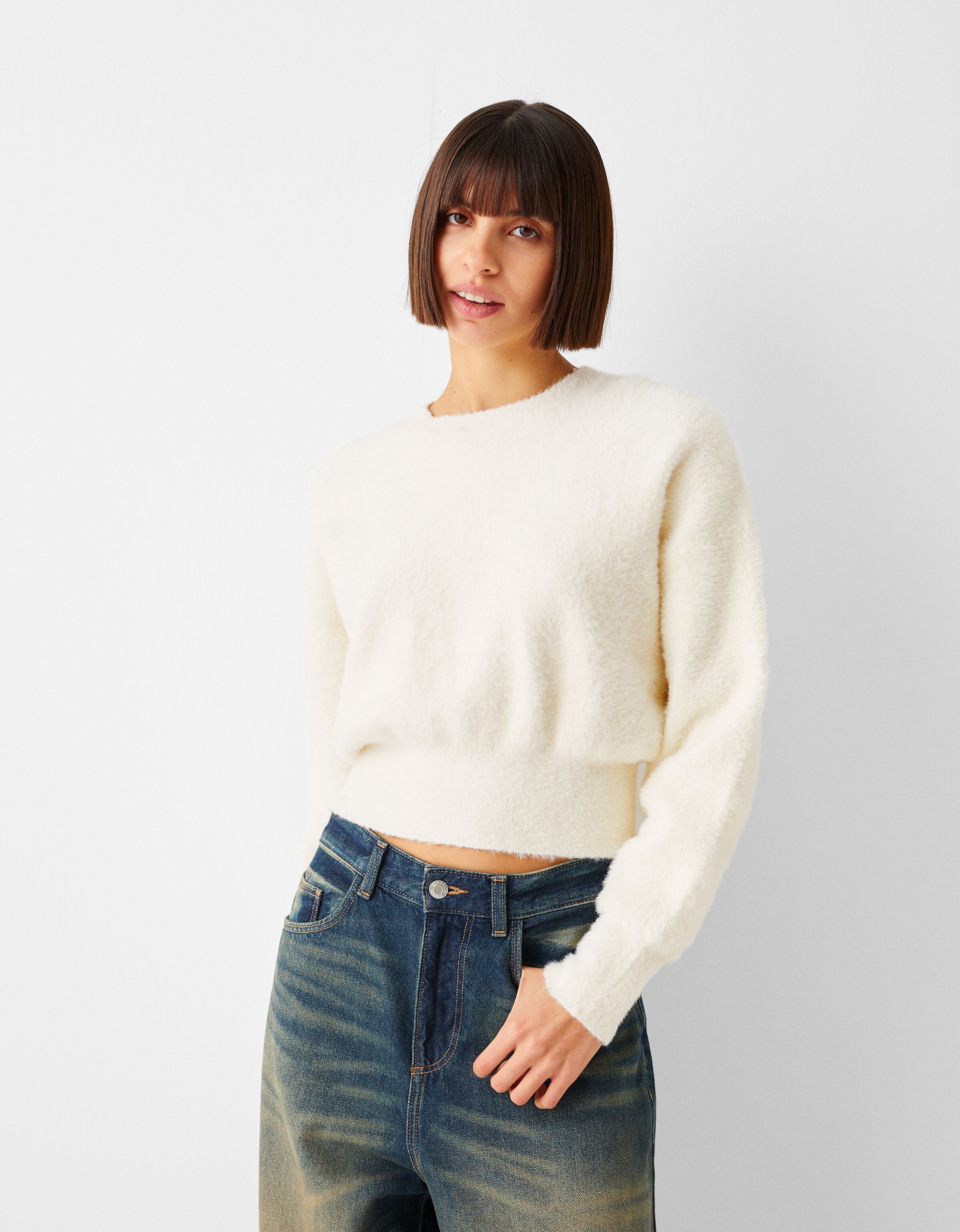 Fur cropped outlet jumper