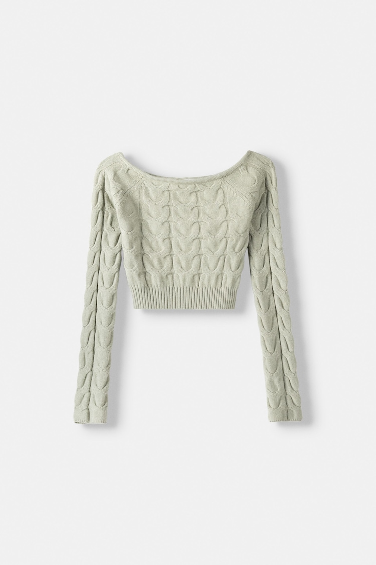 Cable-knit bardot sweater