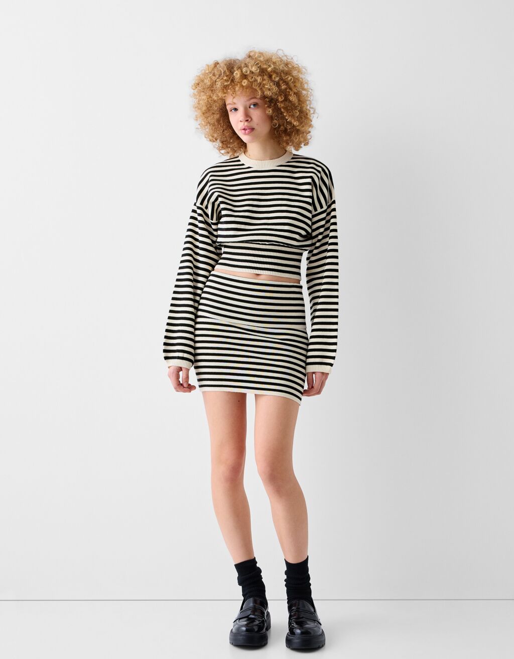 Sweater with fitted waist-Black-0