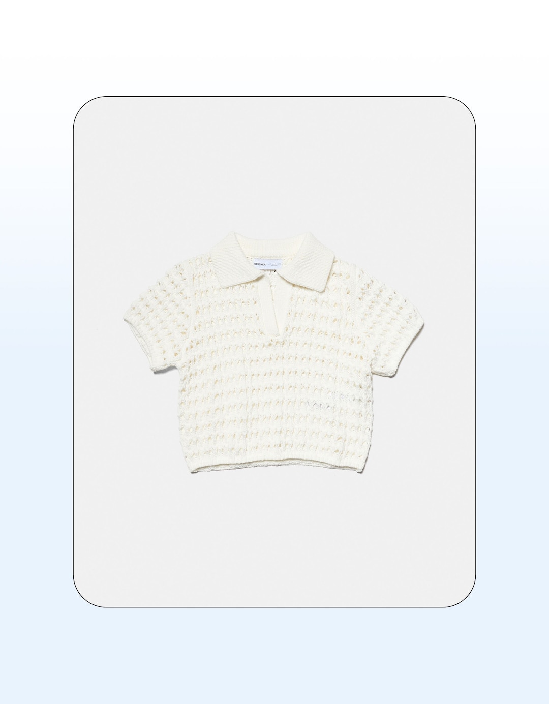Rustic open-knit short sleeve polo shirt