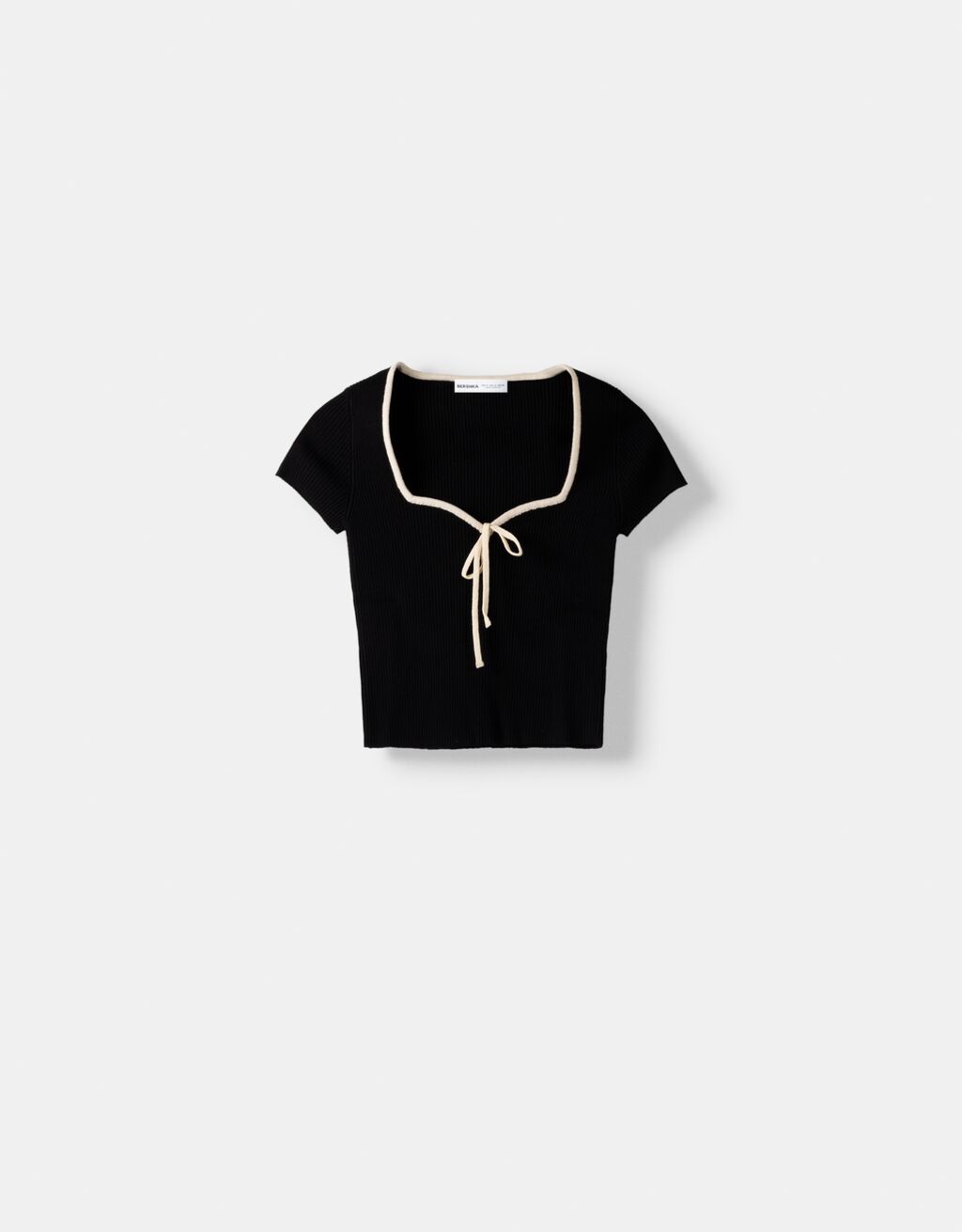 Short sleeve sweater with contrast bow Women Bershka