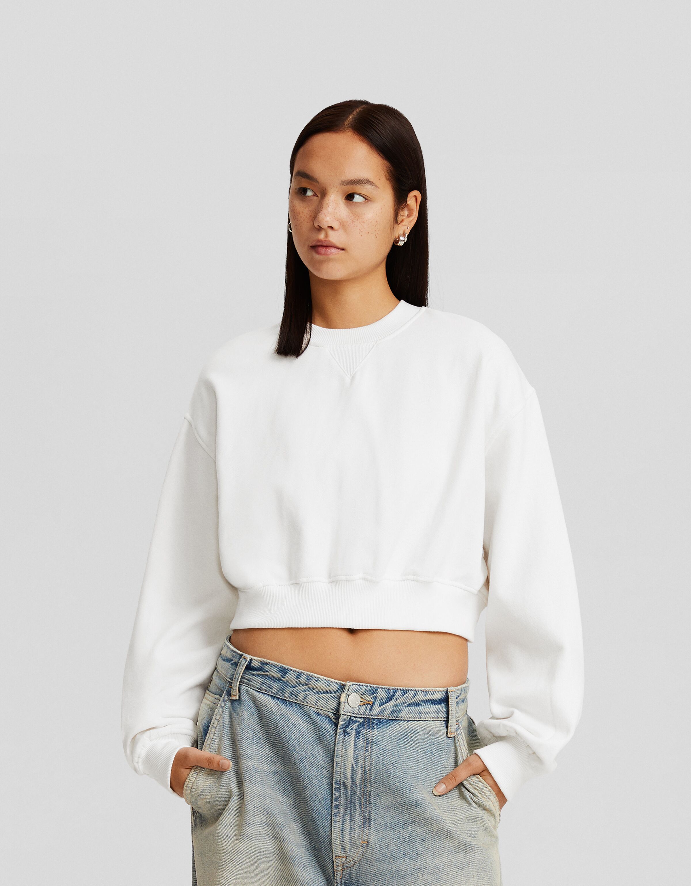 Bershka cropped sweatshirt online