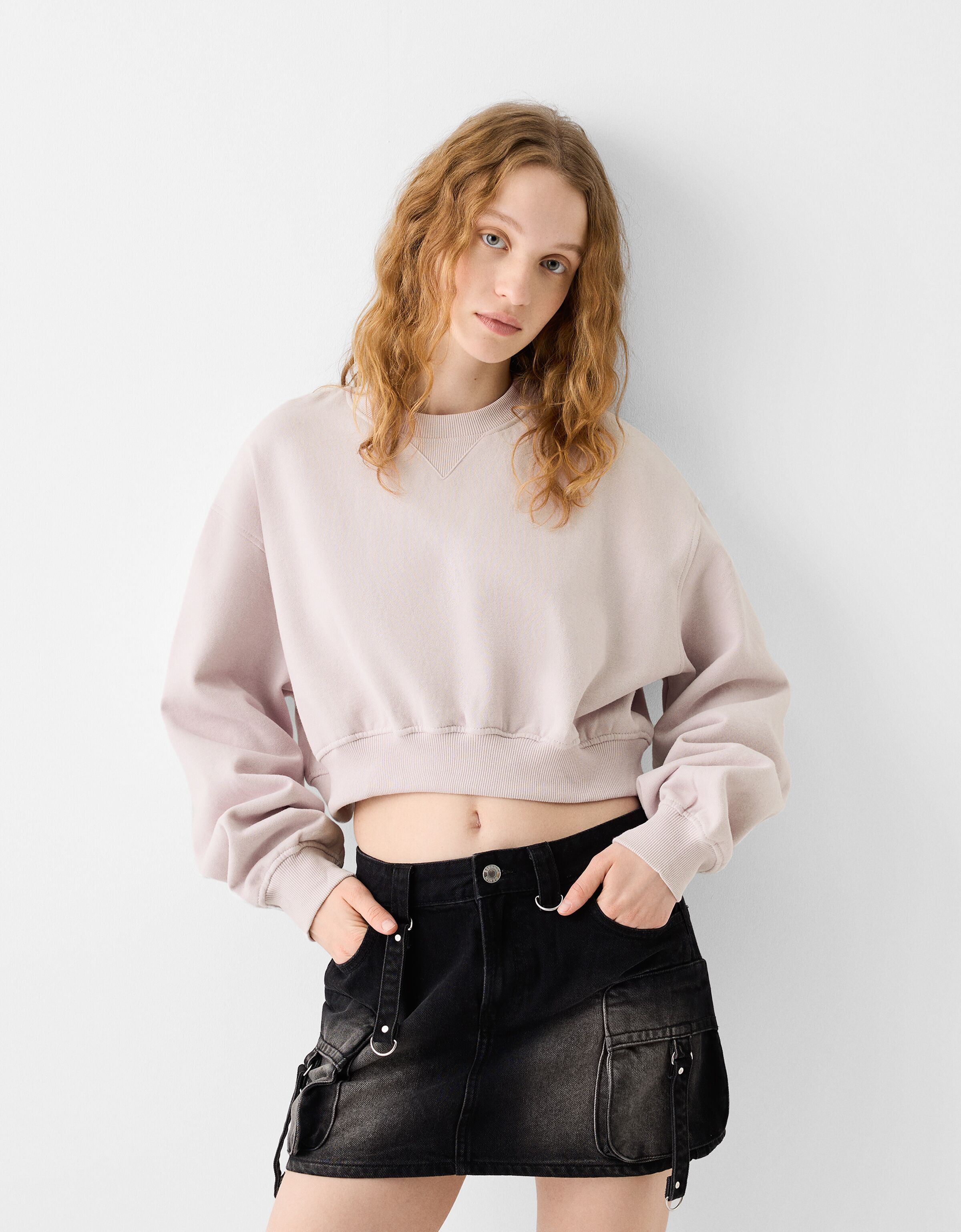 Bershka cropped sweatshirt store