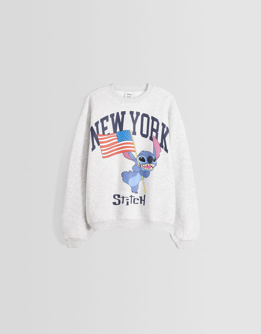 Stitch print sweatshirt-Grey-4