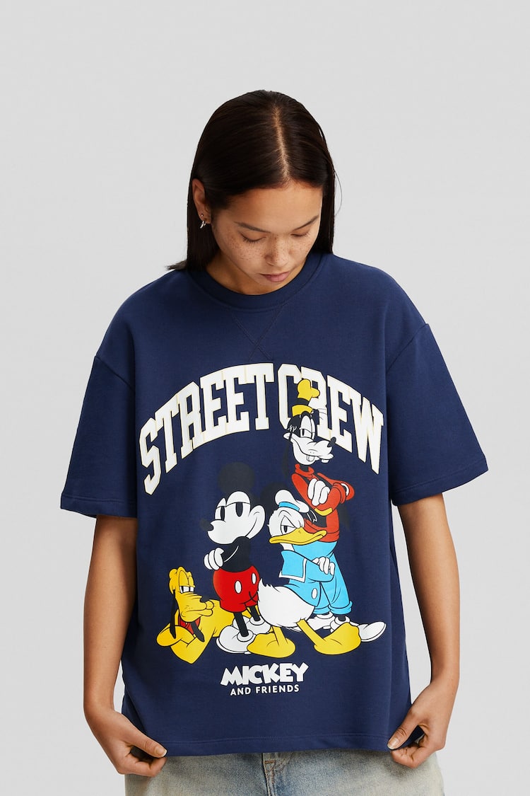 Kaus plush lengan pendek bergambar Mickey Mouse