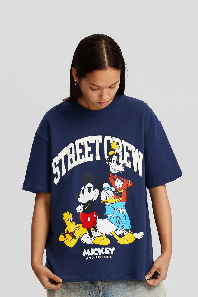 Mickey Mouse print short sleeve plush T-shirt