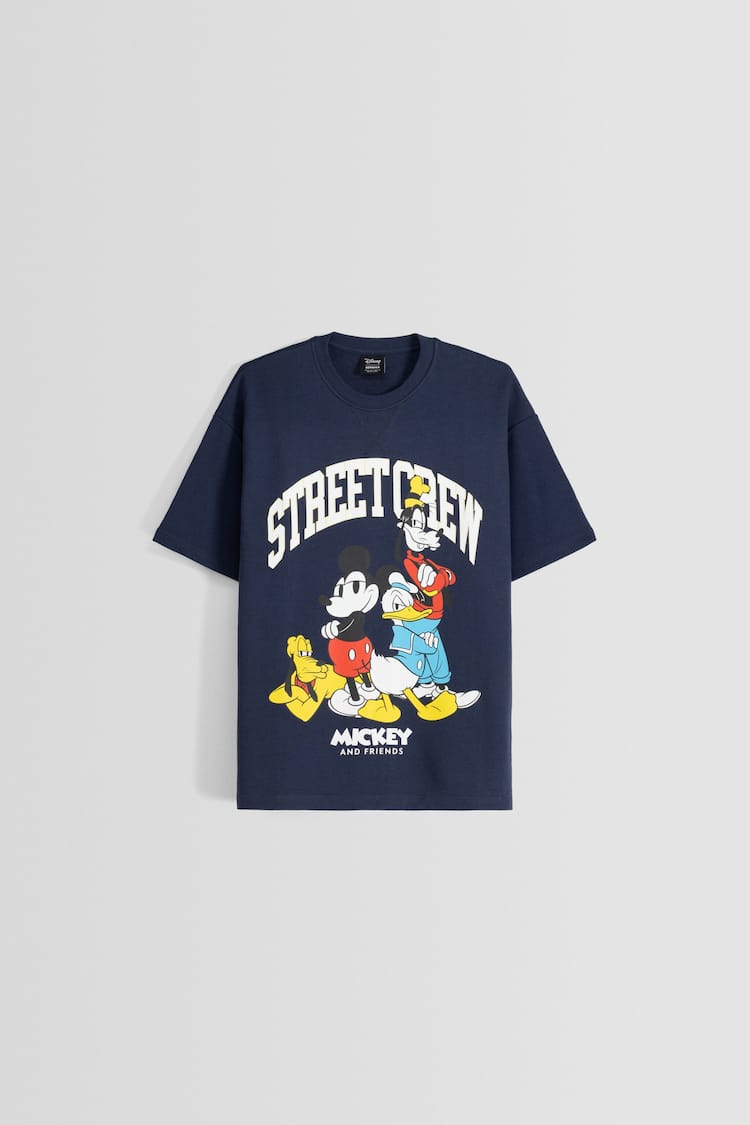 Mickey Mouse print short sleeve plush T-shirt