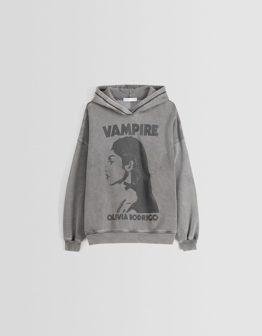 Olivia Rodrigo print hoodie-Grey-4