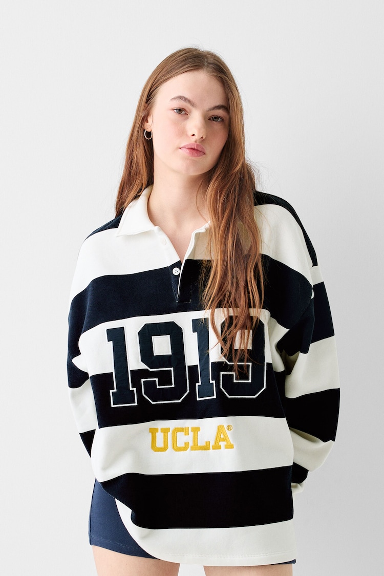 Sweater met polokraag en borduursel UCLA