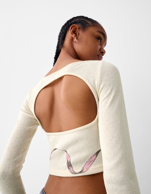 Long sleeve printed sweater