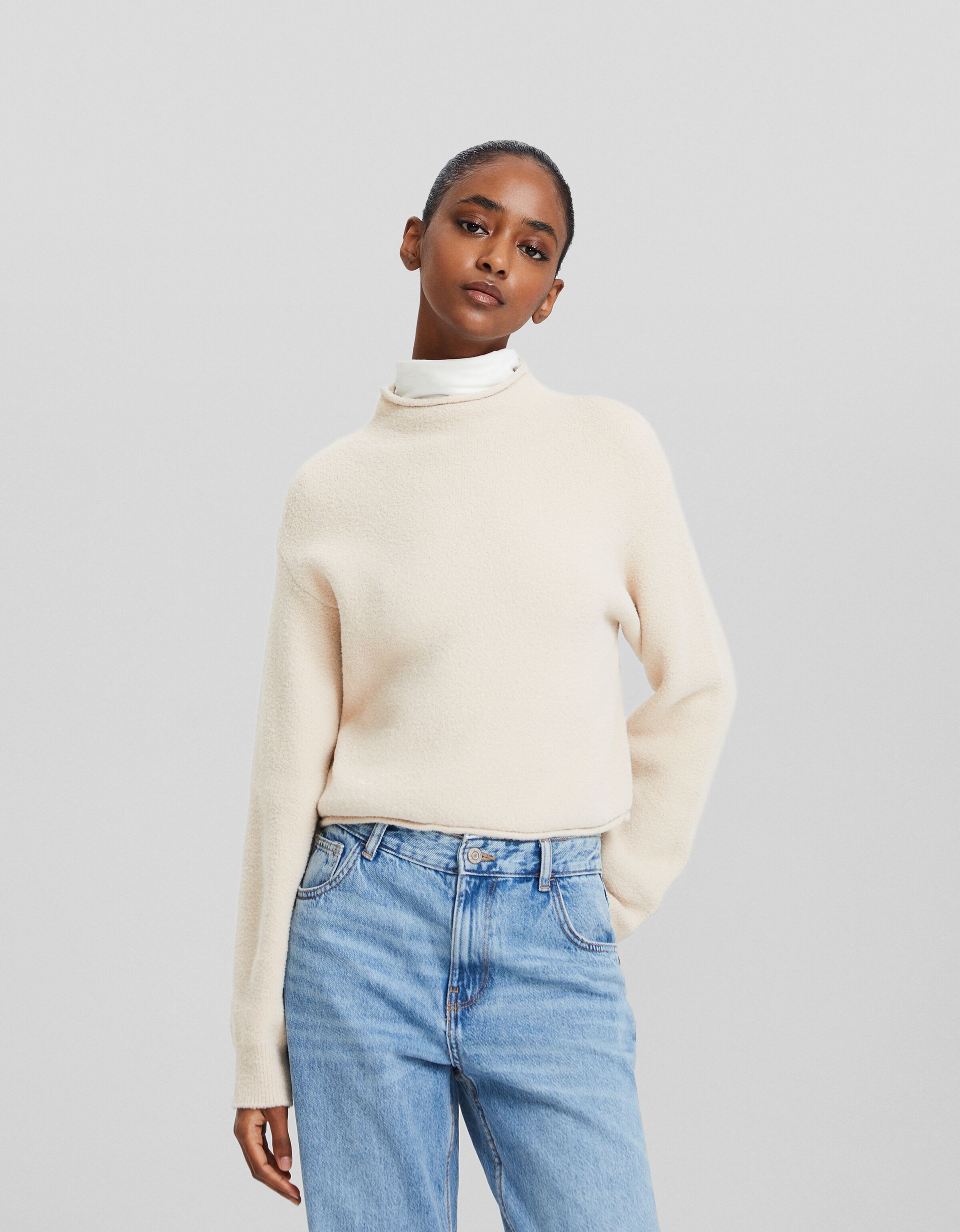 Fuzzy polo store sweater